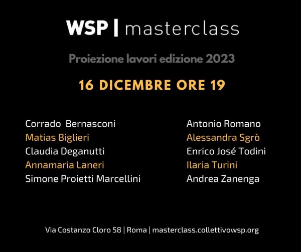 WSP Masterclass - Proiezione lavori edizione 2023